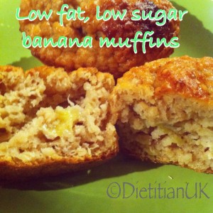 Dietitian UK: Healthy low fat, low sugar banana muffins