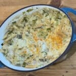 creamy vegetarian pasta bake, cauliflower and broccoli cheese
