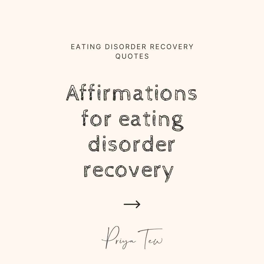 Affirmations for Eating Disorder Recovery written on a peach background