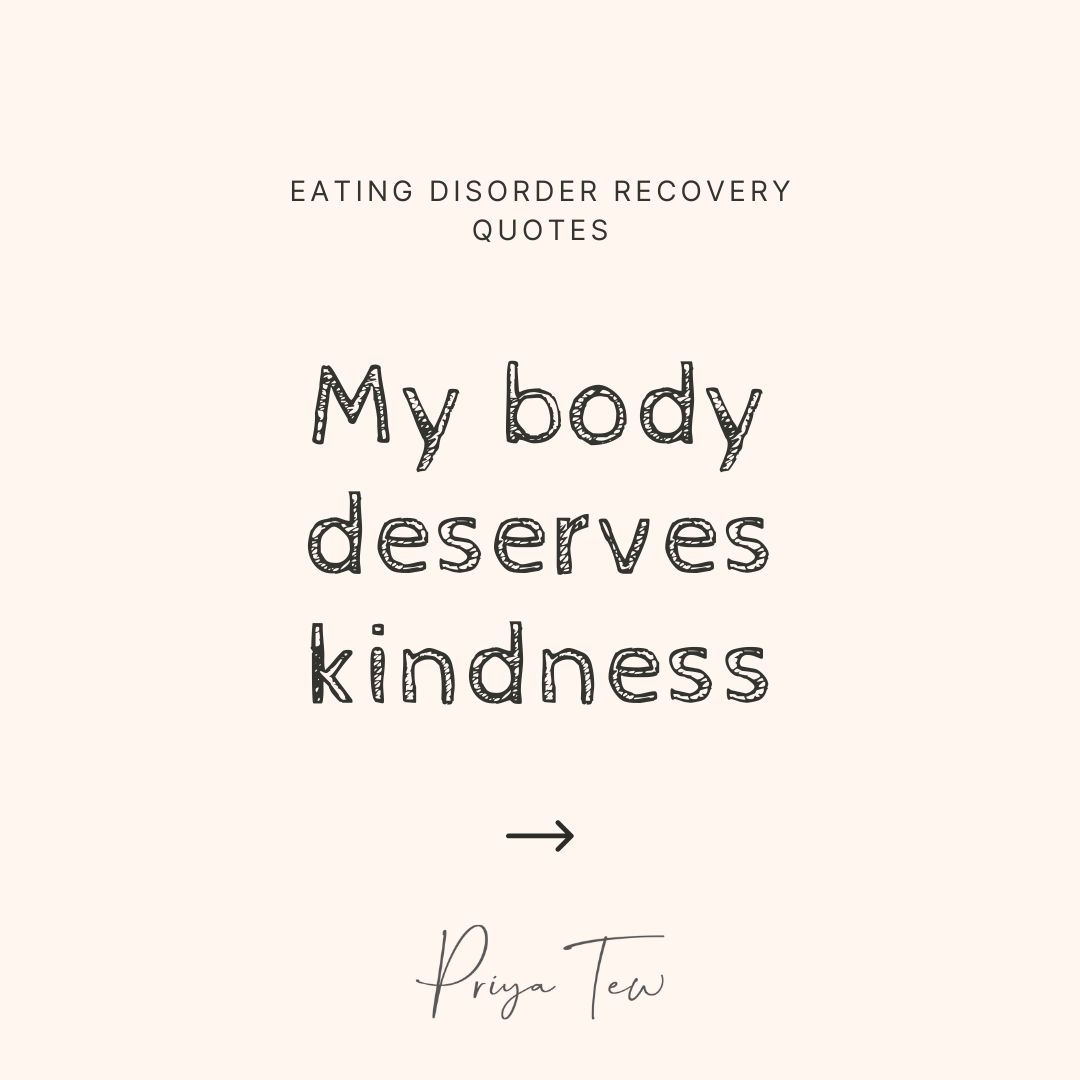 My body deserves kindness: written on a peach background