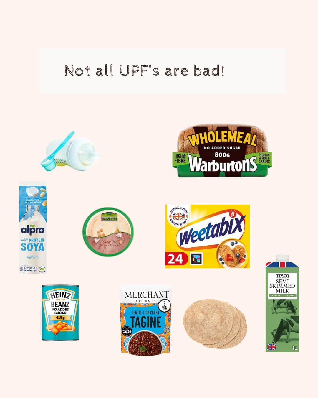 Not all UPF's are bad! Showing images of which ones to include in your diet